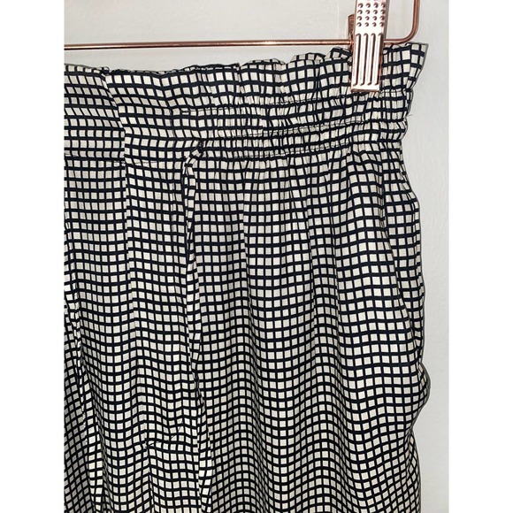 Zara pullover drawstring dressy palazzo pants small black & white wide leg 0054 - Picture 6 of 12
